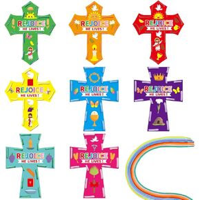 Zonon 8 Pieces Kids Lacing Cards Sewing Cards in 8 Patterns Lacing Games for Developing Imagination Education Supplies Children Sewing Game Favors (Easter Style)