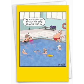 NOBLEWORKS Funny Birthday Retaing Card مع 5 × 7 بوصة مظروف (بطاقة واحدة) BDAY BANGKOK FAMILY GAME 8300Z