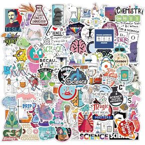 Science Stickers 100pcs ，Chemistry, Biology, Physics, Science Laboratory Sticker Decals for Laptop Water Bottle Notebook Science Party Favors and Decor