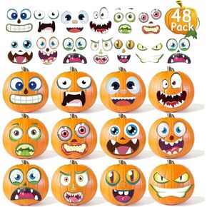 OUMUAMUA 48 Pack Halloween Pumpkin Decorting Craft ملصقات MINI MINE
