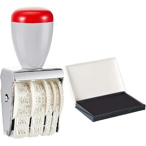 1.5" Rubber Stamp Line Dater, Date Stamp, Office Stamp, Rotating Stamp 3/16" (4mm) with Felt Pad Black Color