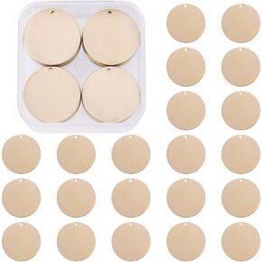 BENECREAT 30 Pack Stamping Blanks Brass Blank Pendants for Bracelet Earring Pendant Charms Dog Tags - 0.98"(25mm), Round Shape