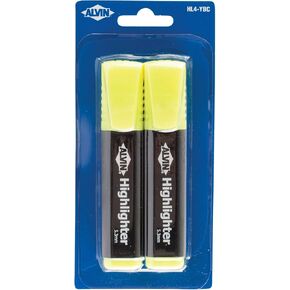 Alvin, Highlighters, 5.3mm Chisel Tips, Yellow - 2 Pack