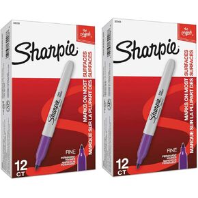 SHARPIE 30008 Fine Point Permanent Marker, Purple; Quick-drying Ink, Water and Fading Resist, AP Certified, 2 Pack of 12 Markers, 24 Markers Total