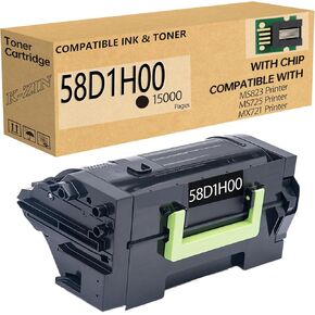 58D1H00 (15000 Pages) Black Toner Cartridge(with Chip)Compatible with Lexmark 58D1H00 58D1U00 58D1000 58D1X00 for MS823 MS725 MS821 MS822 MS824 MS826 MX721 MX722 MX725 MX824 Printer(Black,1-PK)