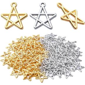 BronaGrand 100pcs Star Pentagram Charms Pendant Alloy Pentacle Charm Celestial Charms for DIY Bracelets Necklace Jewelry Making Craft Supplies