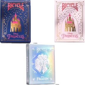 Bicycle Disney Playing Cards Disney Princess and Queens Bundle: 1 Disney Frozen Blue Playing Cards Deck, 1 Disney Princess Navy Playing Cards Deck, 1 Disney Princess Pink Playing Cards Deck