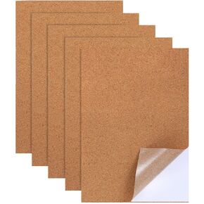 5 حزمة لاصق أوراق الفلين رقيقة رفيعة Cork Sticker Coasters 11.8x8.3in 1mm مستطيل كثيف العزل Cork ورقة الدعم لزجة أوراق البلاط الفلين لحفل زفاف الحائط DIY الإمدادات الحرفية