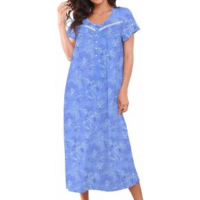MZROCR Cotton Women Nightgowns Lightweight Soft Night Gowns for Adult Women Short Sleeves Sleepshirts Ladies Long Sleepwear