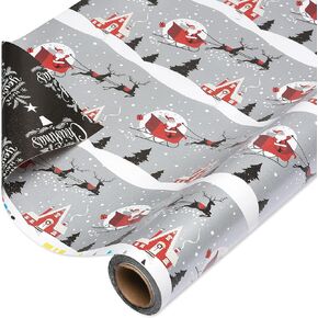 American Greetings Reversible Wrapping Paper, Red and Black Plaid (1 Jumbo Roll, 175 sq. ft.)