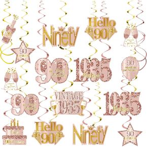 Pink Gold 50th Birthday Decorations Hanging Swirls for Women, Rose Gold Happy 50th Birthday Vintage 1975 Foil Swirls Party Supplies, Fifty Year Old Birthday Ceiling Decor