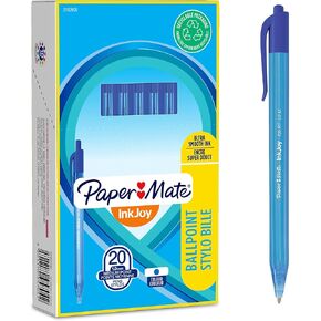 Paper Mate InkJoy 100RT Retractable Ballpoint Pens | Medium Point (1.0mm) | Blue | 20 Count