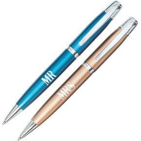 Christian Art Gifts - Mr. and Mrs. Ballpoint Pen Set for Couples | Matching His and Hers Scripture Pens with 1 Peter, 1 Corinthians Bible Verse | Black Ink