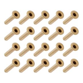 METALLIXITY Through Hole Rivet (M2x10mm) 100Pcs, Brass Plated Metal Hollow Rivet Nuts - for Leather Canvas Clothes DIY Crafts Making, Gold Tone