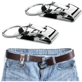 RALIS 2 Pack Secure Key Ring Belt Key Clip-On Key Holder - With Detachable Key Ring For Duty Belt Lanyards - With Spring Stainless Steel