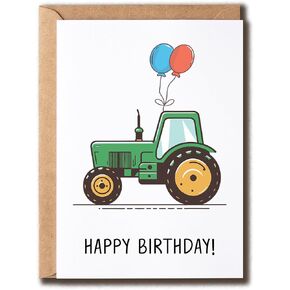 Tractor Birthday Card - Happy Birthday Card - Cute Birthday Card For Kid - Card For Son - Funny Birthday Card - Greeting Card - Card For Friend