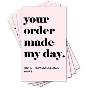 50 Pcs Your Order Made My Day Cards, Customer Thank You Cards, Thank You for Supporting My Small Business, for Online, Handmade Goods, Retail Store, Customer Package Inserts, 3.5" x 2"