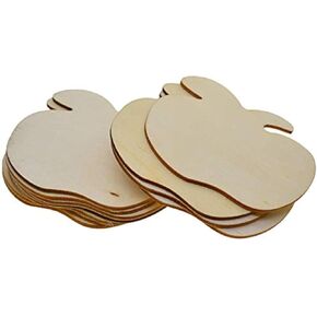 24pcs Unfinished Wooden Plaques Wood Slices Discs Cutout Pieces DIY Pyrograph Art Crafts - Apple Shape