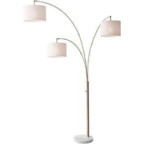 Adesso 4250-22 Bowery 3-Arm Arc Lamp, 74 in, 3 x 100W Incandescent/26W CFL, Brushed Steel Finish, 1 Floor Lamp , Grey