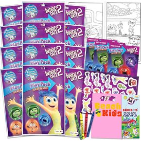 Disney Inside Out 2 Birthday Party Favors and Supplies Bundle - 12 Inside Out Activity Play Packs for Boys, Girls with Mini Coloring Books, Loot Bags, and More | Inside Out 2 Party Favors Set
