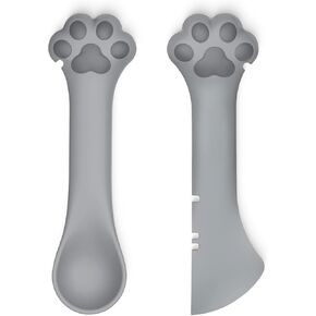 2-Piece Cat Food Spoon & Cat Food Spatula–Silicone Cat Dog Can Opener,Effortlessly Opens Cans,Precise Stirring & Feeding,Easy to Clean,Ideal for Dog & Cat Feeding Cans,White