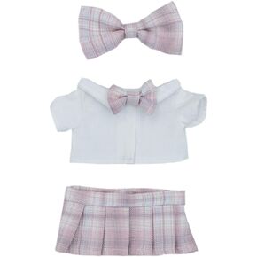 niannyyhouse 10cm 15cm 20cm Plush Doll Clothes JK Set Headwear Shirt Pleated Skirt Soft Stuffed Plush Toy Dress Up (Pink, 15cm)