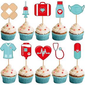 Katchon, Nurse Cupcake Toppers 2025 - Pack of 30 | Nursing Cupcake Toppers, 2025 Graduation Decorations | Nurse Cake Topper Decorations | Graduation Decorations 2025 Nurse | Nurse Party Supplies