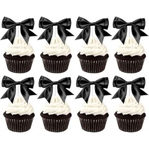 Kreatwow القوس الزرقاء القوس ديكورات حفلة عيد ميلاد الشريط القوس كب كيك أعلى 25pcs bowknot كعكة الديكور الزرقاء coquett