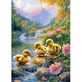 AIRDEA Duck Diamond Art Painting Kits for Adults Beginners Round Full Drill 5D Cute Animal Diamond Art Kits,DIY Diamond Art Painting Kits,Picture Art for Home Wall Decor 11.8x15.7Inch (Yellow)
