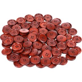 100Pcs 1 Inch Wooden Buttons,Brown Buttons for Sewing,Small Flatback Round Buttons for Clothes,4 Hole Classic Wooden Buttons for Crafts Shirt Sewing Pillow Covers Headbands