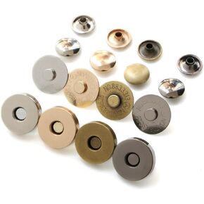 MAHAVIMOKSA 40Sets 18mm Magnetic Button Snaps Double Rivet Closures Round Clasp Stud Button for DIY Craft Sewing Bag Purse Leather Clothing Scrapbooking (Light Gold)