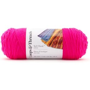 Soft Classic Neon Yarn by Loops & Threads - 5 Ounces - 252 Yards - Neon Pink