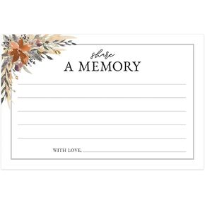 Lush Greenery Share A Memory Card Pack / 50 Beautiful Memorial Event Floral Note Cards / 4" x 6" Flat Celebration Of Life Funeral Retirement Wedding Guest Book Cards/Made In The USA