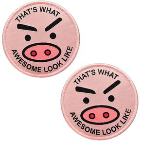 That's What Awesome Look Like Patch, 2 Pcs 3.15" Embroidered Meme Cool Pink Pig Patch, Funny Tactical Morale Hook & Loop Patch for Tactical Backpacks, Hats, Lunch Bags, Vests, Jackets,Clothes