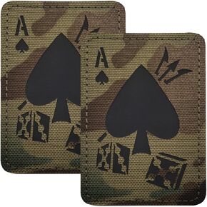 2 PCS AliPlus Poker Ace of Spades Patch V Patch Embroidered Tactical Morale Patch Hook Fastener Backing