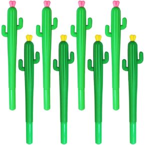 JKJF 8 PCS Cactus على شكل لعبة Rollerball Pens Creative Cactus Gel Ink Pen Cacti Artists Lupplies School Office Conting Supplies - 0.5mm Black