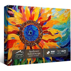 Sunflower Puzzles for Adults 1000 Pieces, Colorful Gradient Flower Puzzle, Fine Art Jigsaw Puzzles 1000 Pieces Painting, Floral Hard Challenging Puzzles