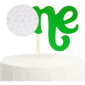 First Birthday Wood Cake Topper,Golf-Themed One-Year-Old Party Decoration Supplies， Sports-Themed One-Year-Old Birthday Cake Decoration,Hole In One One-Year Cake Decoration