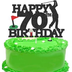 القبعات العليا للكعكة في الجولف ، وعقد عيد ميلاد سعيد 70 ، غولف 70 ، ديكورات كعكة عيد ميلاد سعيد للغولف وحفلة عيد ميلاد ذات طابع 70