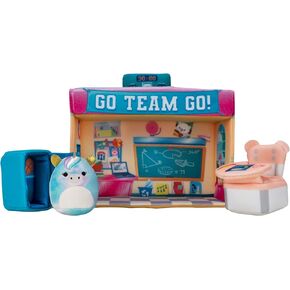 Squishville by Original Squishmallows Deluxe Academy Playset - Includes 2-Inch Eunice The Unicorn Plush, School Desk, Locker, and School Playscene - Toys for Kids