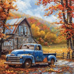 Acudotr Truck Diamond Painting Kits for Adults, 5D DIY Diamond Art Kits for Beginners, Full Drill Diamond Painting Kits for Home Wall Decor, 12x12 Inch