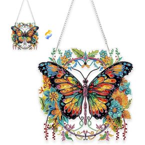 MeetChanning Butterfly DIY Hanging Diamond Painting Art Kit Diamonds Painting Pendant Acrylic Board Ornament Window Suncatcher