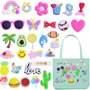 Charms for Bogg Bag Accessories, Cute DIY Beach Bag Charms Decoration, Compatible with Simply Southern Beach Bag Tote,Insert for Beach Tote Bag