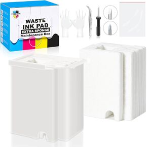 Waste Ink Pad Replacement for EPSON Ecotank ET-2800 ET-2803 ET-2720 ET-2711 ET-4700 L3110 L3210 L3150 L3250 etc. Printers, Maintenance Box with Extra Sponge Absorbant