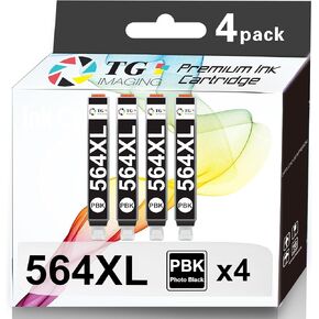 TG Imaging (4 Pack Photo Black) Compatible HP 564 XL 564Xl Ink Cartridge (High Yield, PB) for HP 5510 5511 5514 6510 7510 7515 e-All-in-One C510 C5300 C5324 C5370 Inkjet Printer