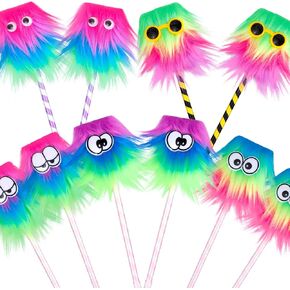 20pcs أقلام قوس قزح ، ألواح وحش رقيقة لطيف أقلام أقلام الجدة POM POM PEN لمدرسة المكتب