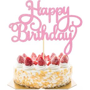 كعكة عيد ميلاد سعيد أغطية أعلى وردي بريق عيد ميلاد سعيد لافتة لتوصيل كعكة كعكة الكعكة العليا.