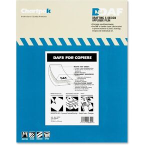 Chartpak DAF Drafting & Design Applique Film, 8.5" x 11", 100 Clear Sheets/Box (DAF8)