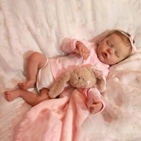 Realistic Reborn Baby Dolls - 18 inch Lifelike Sleeping Newborn Real Life Baby Girl Dolls Soft Vinyl Baby Dolls with Clothes and Feeding Kit Gift Box for Kids Age 3+, Pink