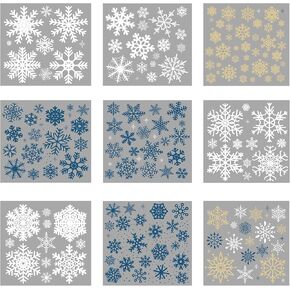 9 Sheets Snowflake Rub on Transfer for Furniture and Craft Christmas Vintage Snowflake Rub on Decal Transfer Sticker for Craft Furniture Wood Decor, 5.5 x 5.7 Inches (Snowflake)
